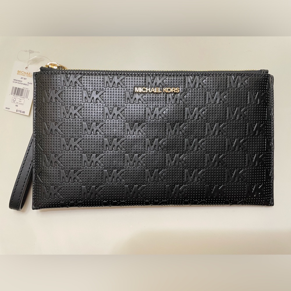 Michael Kors Large Zip Clutch Wristlet
Embossed Leather